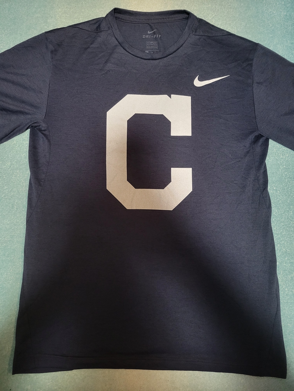 Nike Cleveland Indians Navy Short Sleeve Tee with Gray "C" and Nike Swoosh
